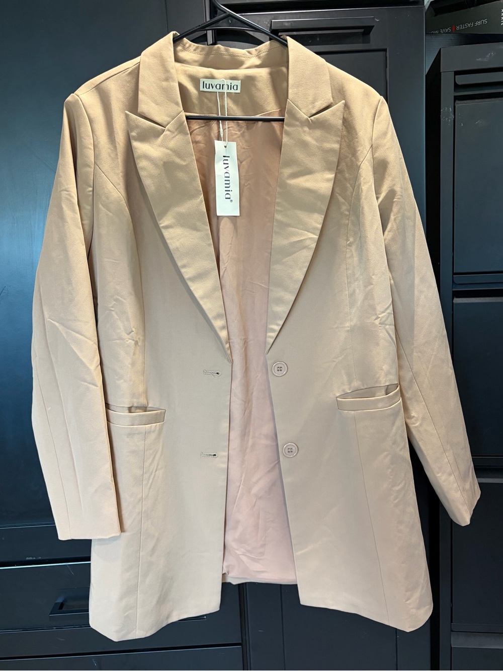 Aria Women's Light Beige Long Blazer Jacket